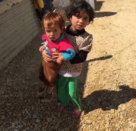 Two small refugee girls